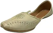 [Step n Style] Mens Punjabi Jutti Style Sherwani Shoes Pakistani Jutti Men Casual Cream Breathable Shoes Juti