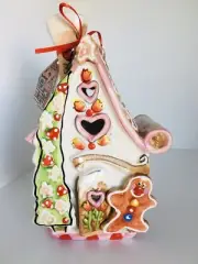 Blue Sky Clayworks Heather Goldminc Gingerbread Cottage Candle Tea Light Holder