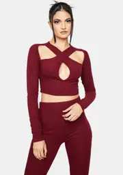 Burgundy Can You Blame Her Leggings Set