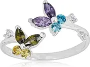 [AVORA] 925 Sterling Silver Adjustable Butterfly Toe Ring with Simulated Diamond CZ