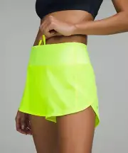 LULULEMON SPEED UP MR SHORT 4" INSEAM LINED HIGHLIGHT YELLOW SIZE-4 TALL NEW