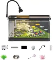 Fish Tank,Aquarium Tank with Filter-Small Fish Tank Starter Kits,Desktop Fish...