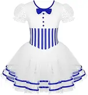 [Yhong] Kids Girls Feathers Trim Christmas Costume Snowman Dress Up Figure Roller Ice Skating Leotard Dress