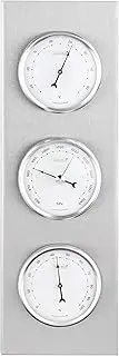 BOB Weather Station Analogue Stainless Steel Frame 30 x 10 cm Barometer Thermometer Hygrometer