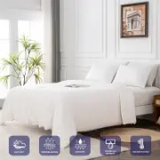 LINENOVA 100% Organic Bamboo Quilt Cover Set - King,White