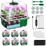 AONYIYI Seed Starter Tray with Grow Light,6 Pack 72 Cells Self-Watering Seed Starter Kit,Smart Timer Seedling Starter Kit with Humidity Dome with 10 Labels,Reusable Plastic Germination Trays