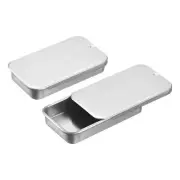 16Pcs 2.4x1.3x0.4 Inch Metal Tin Box Container Slide Top Tin Box, Frosted Silver