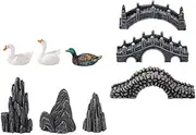 NOLITOY 1 Set Back Yard Decorat Backyard Decor Micro Landscape Decoration Rockery Figurine Outdoor Statues Bonsai Plant Ornaments Bridge Ornament Animal Fake Landscape Flowerpot Model