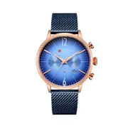 Men Clock Stainless Steel Casual Date Waterproof Quartz Watch Blue