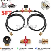 5FT Propane Splitter Hose 2 Way W/Shut Off Valve, Propane Hose Adapter for QCC1