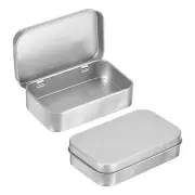 3Pcs 3.7x2.4x0.9 Inch Metal Tin Box Containers Portable Box, Silver