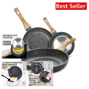 Ergonomic Non-Stick Frying Pan Set - 8", 9.5", 11" with Anti-Scald Handle