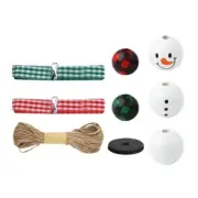 Christmas Wooden Beads for Craft Round Craft Beads Winter Snowmen Beads