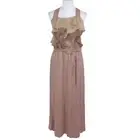RYU Mauve Ruffle Halter Maxi Dress Smock Back Tie Waist Women’s Size Large NEW
