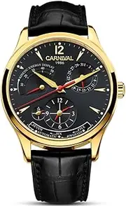 Carnival Men's Watch Complications Power Reserve Display Dual Time Zone