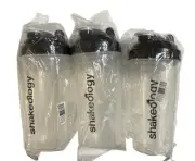 Lot Of 3 SHAKEOLOGY Premium Blender Shaker 25 oz BPA Free Clear Cup Bottle (NEW)