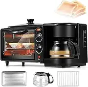 3-in-1 Breakfast Station, 9L Multifunctional Breakfast Maker with Coffee Maker and Frying Pan | Bread, Egg, Sandwich, Bacon | Portable Multifunctional Maker for Home Kitchen and Office