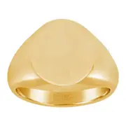14k Yellow Gold 16x14mm Men's Round Signet Ring