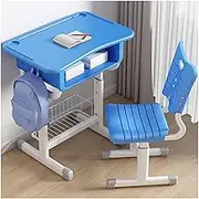 Kids Desk and Chair Set,Height Adjustable Student Writing Desk,Student Learning, Reading and Drawing Workstation,School Home Learning Tools for Boys and Girls (Color : Blue)