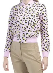 Love Moschino Jacket Size 42 US 6 Pink Leopard Print Logo Full Zip Coat