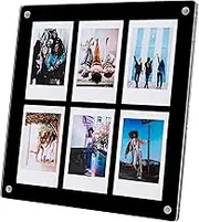 The Happy Frame Collage Photo Frame, 8x8 - Polaroid Frame for Photos, Instax Mini Magnetic Floating Acrylic Frame with Magnet and Stand, Fits 6 2x3 Photos, for Dorm Room, Apartment, or Condo