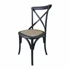 Set of 2 Hamptons Cross Back Dining Chair Birch American Oak Rattan Seat Black