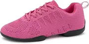 Anna Kern Suny Damen Dance Sneakers 165 Bold - Knit Fuchsia - Normalweite - 1 cm Sneaker Absatz - Geteilte PU Sohle
