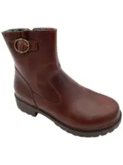 Alegria Leather Buckled Mid Boots Shera Chestnut