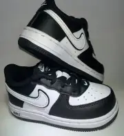 Size 7c - Nike Air Force 1 White Swoosh “Panda” (TD)