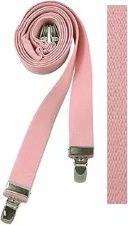 [Jacob Alexander] Children's Junior's Solid Suspenders - X-Back - 36 inches Long - 1.0 inch Straps - Clip-On - Pink