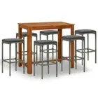 7 Pcs Outdoor Bar Furniture Set Garden Patio Table And Stools With Cushions