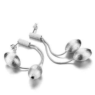 時尚橄欖珠耳環新款潮法式耳墜女氣質長款S925純銀流蘇耳飾品