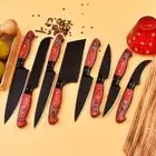 Handmade Black-Coated Kitchen Knife Set – Professional Chef Knives with Red Pakk