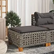 VRAXO Garden Stool with Cushion Grey 63.5x56x32 cm Poly Rattan -7.7KG,365933