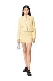 maje Short tweed and lurex jacket in Yellow at Nordstrom, Size 38 Eu