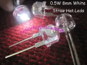 200pcs, New 0.5W 8mm White Straw Hat High-power LED Leds Light New