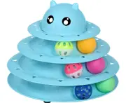 Cat Toy Roller 3-Level Turntable Cat Toy Balls with Six Colorful Balls Interactive Kitten Fun Mental Physical Exercise Puzzle Toys -blue