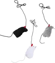 EXHUMKY 3Pcs Plush Mouse Shape Cat Interactive Squeaky Kitten Teasing with Pull Ring for Indoor Play Encourages Exercise and Reduces Stress for Cats