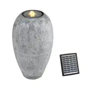Solar Fountain Water Feature Outdoor Fountain LED Lights Beige