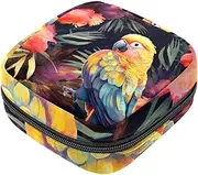 Period Bag,Sanitary Napkin Storage Bag,Bird Parrot Tropical Flower,Tampon Holder for Purse