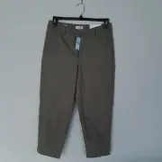 Loft Tapered Leg Petite Mid Rise Flat Front Pants Green 8P NWT