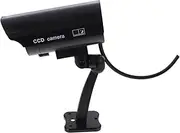MOLUCKFU Dummy CCTV Camera High Simulation Outdoor Monitor Realistic Imitation Security Camera Flashing Led Light Easy Installation for Home and Business Use Black