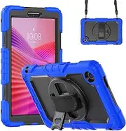 Kids Case Compatible with Lenovo Tab One - TB305FU 8.7-inch/Lenovo Tab K9 [ZAF20010JP] 2025, Protective Cover with 360 Rotating Stand/Hand Strap/Shoulder Belt (Dark Blue)