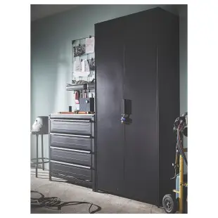 IKEA 附門收納櫃, 黑色, 85x40x191 公分