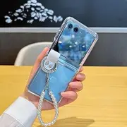 [Jarttarn] Compatible with Motorola Razr 40 Ultra Case, Moto 2023 Folding Screen Transparent Ring Clasp Lanyard Protective Case