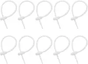 sourcing map 20Pcs 6" Silicone Cable Ties, Reusable Zip Ties Strips Twist Tie, Cable Cord Wraps Management Organizer for Home Office Kitchen Food Bag, White