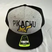 Pokémon Pikachu Youth Size OSFM Black And Gray Baseball Cap