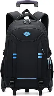 [MITOWERMI] Rolling Backpack for Boys 18" Black Backpack with Wheels School Bag Kids' Carry-Ons Luggage Travel Trolley Bags Primary Middle School Bookbag