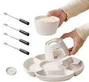 jamgeery Cheese Fondue Set | Interactive Fondue Ceramic Set with Fork and Tray | Candle Heating Chocolate Melting Pot Kit for Movie, Game Night