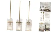 Gold Crystal Pendant Light for Kitchen Island,Luxury Mini Water Ripple Glass